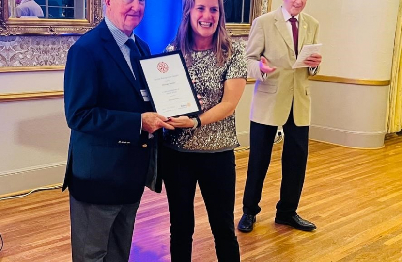 Local MP Virginia Crosbie with Rotary Chair Kevin Sivyer and award winner Michael Davies