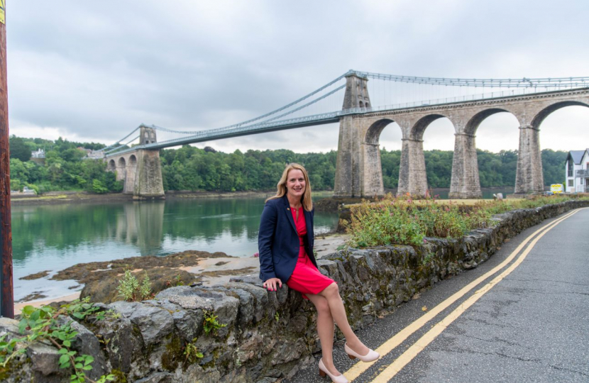 Virginia Crosbie at the Menai Bridge