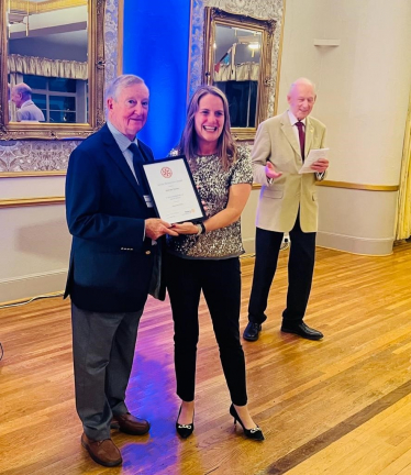 Local MP Virginia Crosbie with Rotary Chair Kevin Sivyer and award winner Michael Davies